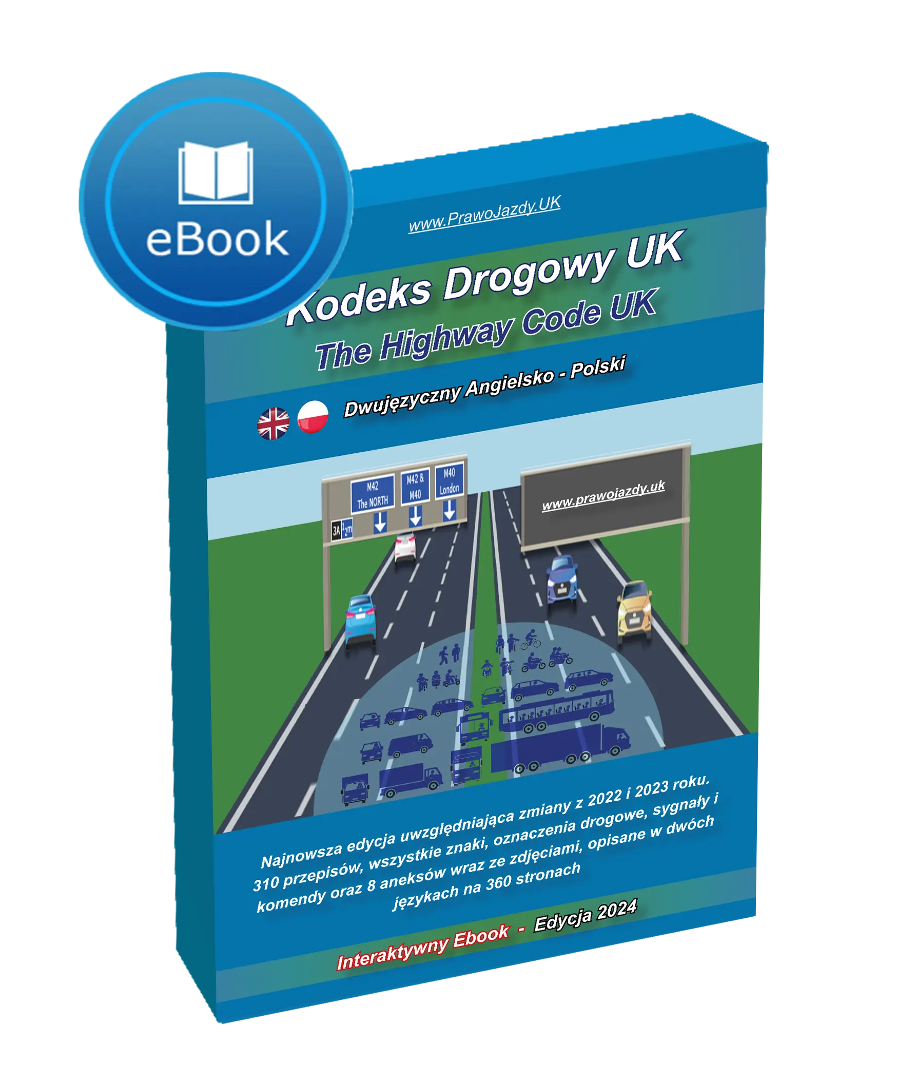 Książka Ebook angielsko-polski nowy brytyjski Kodeks Drogowy UK 2024 po polsku